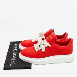 Pre Owned Alexander McQueen Red Knit Fabric Oversized Sneakers Size 43