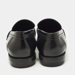 مملوكة مسبقًا Alexander McQueen Size 43 Black Patent Leather logo-plaque Penny Loafers