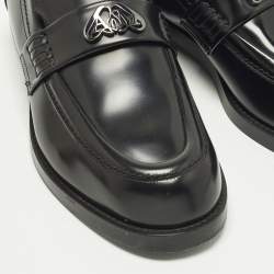 مملوكة مسبقًا Alexander McQueen Size 43 Black Patent Leather logo-plaque Penny Loafers
