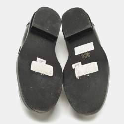 مملوكة مسبقًا Alexander McQueen Size 43 Black Patent Leather logo-plaque Penny Loafers