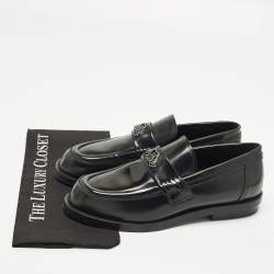 مملوكة مسبقًا Alexander McQueen Size 43 Black Patent Leather logo-plaque Penny Loafers