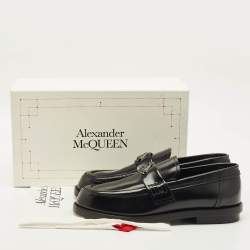 مملوكة مسبقًا حذاء لوفرز أليكساندر ماكوين تفاصيل جمجمة جلد أسود مقاس 42.5