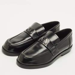 مملوكة مسبقًا حذاء لوفرز أليكساندر ماكوين تفاصيل جمجمة جلد أسود مقاس 42.5