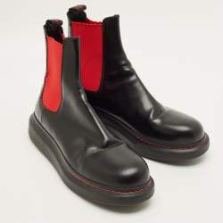 مملوكة مسبقًا حذاء بوت تشيلسي ألكساندر ماكوين جلد أسود مقاس 44