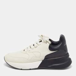 Pre Owned Alexander McQueen Oversized Runner Size 43 White/Black Leather Lace Up Sneakers