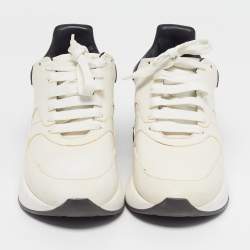 مملوكة مسبقًا حذاء رياضي أليكسندر ماكوين جلدي أبيض/أسود ركض كبير الحجم مقاس 43 برباط