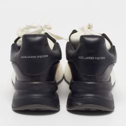 مملوكة مسبقًا حذاء رياضي أليكسندر ماكوين جلدي أبيض/أسود ركض كبير الحجم مقاس 43 برباط