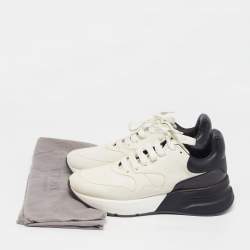 مملوكة مسبقًا حذاء رياضي أليكسندر ماكوين جلدي أبيض/أسود ركض كبير الحجم مقاس 43 برباط