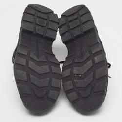 Pre Owned Alexander McQueen Tread Slick Size 42 Black Canvas Rubber High Top Sneakers