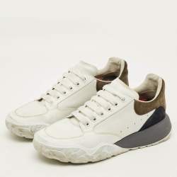 Pre Owned Alexander McQueen Court Size 43 Tricolor Leather Suede Lace Up Sneakers