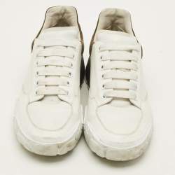 Pre Owned Alexander McQueen Court Size 43 Tricolor Leather Suede Lace Up Sneakers