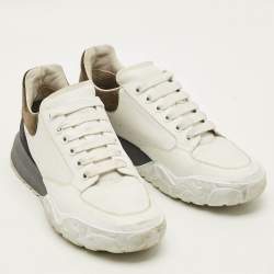 Pre Owned Alexander McQueen Court Size 43 Tricolor Leather Suede Lace Up Sneakers