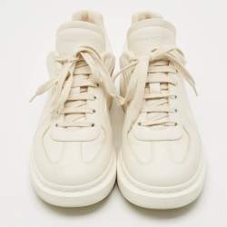 Pre Owned Alexander McQueen Oversized Size 42 Off White Leather Lace Up Sneakers