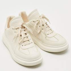 Pre Owned Alexander McQueen Oversized Size 42 Off White Leather Lace Up Sneakers