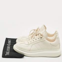Pre Owned Alexander McQueen Oversized Size 42 Off White Leather Lace Up Sneakers