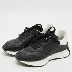 Pre Owned حذاء رياضي ألكسندر ماكوين سبرينت رانر جلد أربطة أبيض/أسود مقاس 42