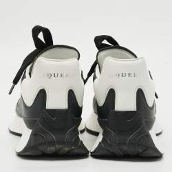 Pre Owned حذاء رياضي ألكسندر ماكوين سبرينت رانر جلد أربطة أبيض/أسود مقاس 42