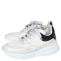 Pre Owned Alexander McQueen Ivory/Black Leather Platform Sneakers Size 40