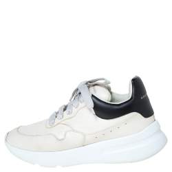 Pre Owned Alexander McQueen Ivory/Black Leather Platform Sneakers Size 40