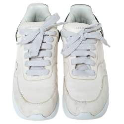 Pre Owned Alexander McQueen Ivory/Black Leather Platform Sneakers Size 40