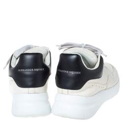 Pre Owned Alexander McQueen Ivory/Black Leather Platform Sneakers Size 40
