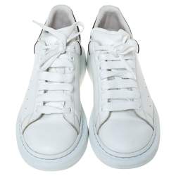 Pre Owned Alexander McQueen White/Black Leather Larry Low Top Sneakers Size 40