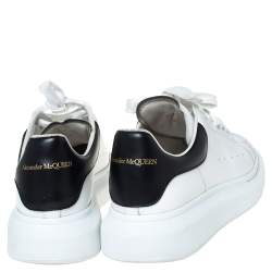 Pre Owned Alexander McQueen White/Black Leather Larry Low Top Sneakers Size 40