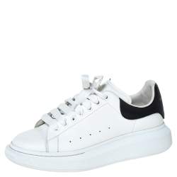Pre Owned Alexander McQueen White/Black Leather Larry Low Top Sneakers Size 40