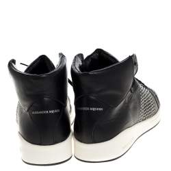 Alexander McQueen Black Leather Studded High Top Sneakers Size 41