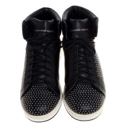 Alexander McQueen Black Leather Studded High Top Sneakers Size 41