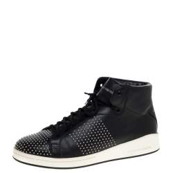Alexander McQueen Black Leather Studded High Top Sneakers Size 41