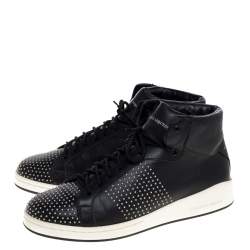 Alexander McQueen Black Leather Studded High Top Sneakers Size 41