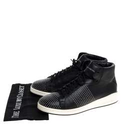 Alexander McQueen Black Leather Studded High Top Sneakers Size 41