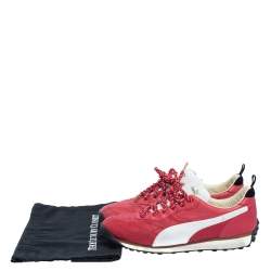 Pre Owned Alexander McQueen For Puma Red Leather Low Top Sneakers Size 44