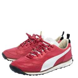 Pre Owned Alexander McQueen For Puma Red Leather Low Top Sneakers Size 44