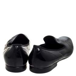 Pre Owned Alexander McQueen Black Patent Embossed Skull Detail Smoking Slippers Size 44
