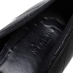 Pre Owned Alexander McQueen Black Patent Embossed Skull Detail Smoking Slippers Size 44