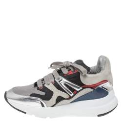Alexander Mcqueen Multi Color Leather, Suede And Mesh Exaggerated Sole Leather Sneakers Size 40 