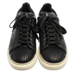 Pre Owned حذاء رياضي أليكساندر ماكوين منخفض من أعلى جلد مبطن أسود مقاس 45