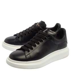 Pre Owned Alexander McQueen Black Leather Larry Low Top Sneaker Size 42.5
