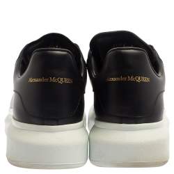 Pre Owned Alexander McQueen Black Leather Larry Low Top Sneaker Size 42.5
