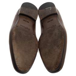 مملوكة مسبقًا Alexander Mcqueen Brown Leather Skull Detail Smoking Loafers Size 43 