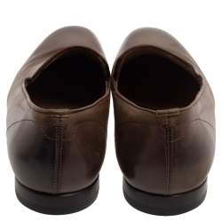 مملوكة مسبقًا Alexander Mcqueen Brown Leather Skull Detail Smoking Loafers Size 43 
