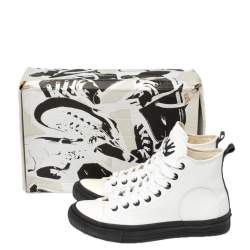 Pre Owned Alexander McQueen White Leather Plimsoll High Sneakers Size 40