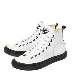 Pre Owned Alexander McQueen White Leather Plimsoll High Sneakers Size 40