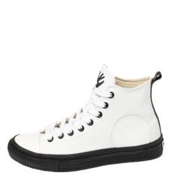 Pre Owned Alexander McQueen White Leather Plimsoll High Sneakers Size 40