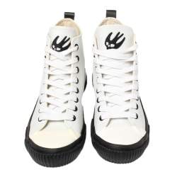 Pre Owned Alexander McQueen White Leather Plimsoll High Sneakers Size 40