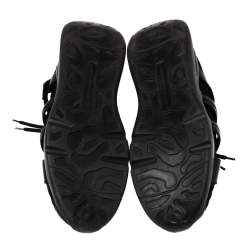 Alexander McQueen Black Knit Fabric And Leather Oversize Sock Low Top Sneakers Size 42