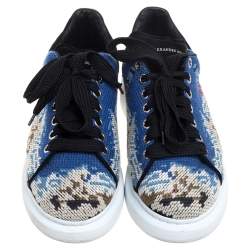 Alexander McQueen Multicolor Printed Canvas And Suede Oversized Sneakers Size 40