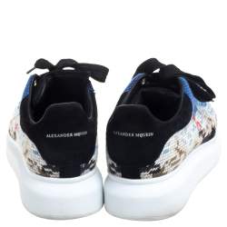 Alexander McQueen Multicolor Printed Canvas And Suede Oversized Sneakers Size 40